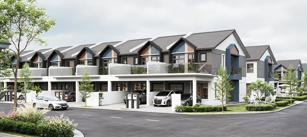 Bandar Layangkasa Phase 8 terrace house streetscape, Masai, Pasir Gudang