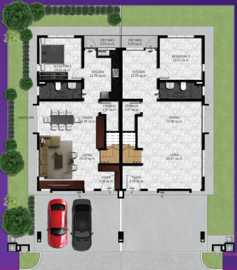 Begonia Type A Gratitude ground floor plan, lots L45–L60 facing Jalan Sungai Air Putih 6