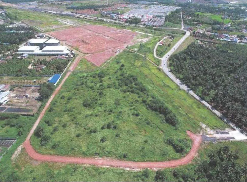 Bertam Signature actual aerial photograph of the cleared site, Phase 1 and main entrance on Jalan Kubang Menerong, Tasek Gelugor