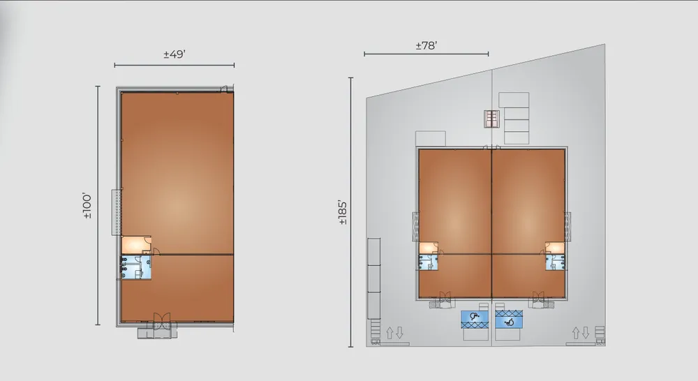 Bertam Signature Type C floor plan — 4,924 sq ft built-up on a ±14,602 sq ft lot, single-storey semi-D factory, Tasek Gelugor, Penang