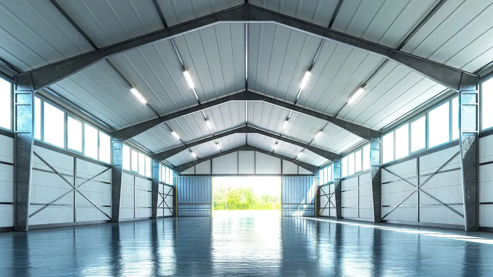 Bertam Signature warehouse interior with high pitched roof and end roller shutter, Tasek Gelugor — artist's impression