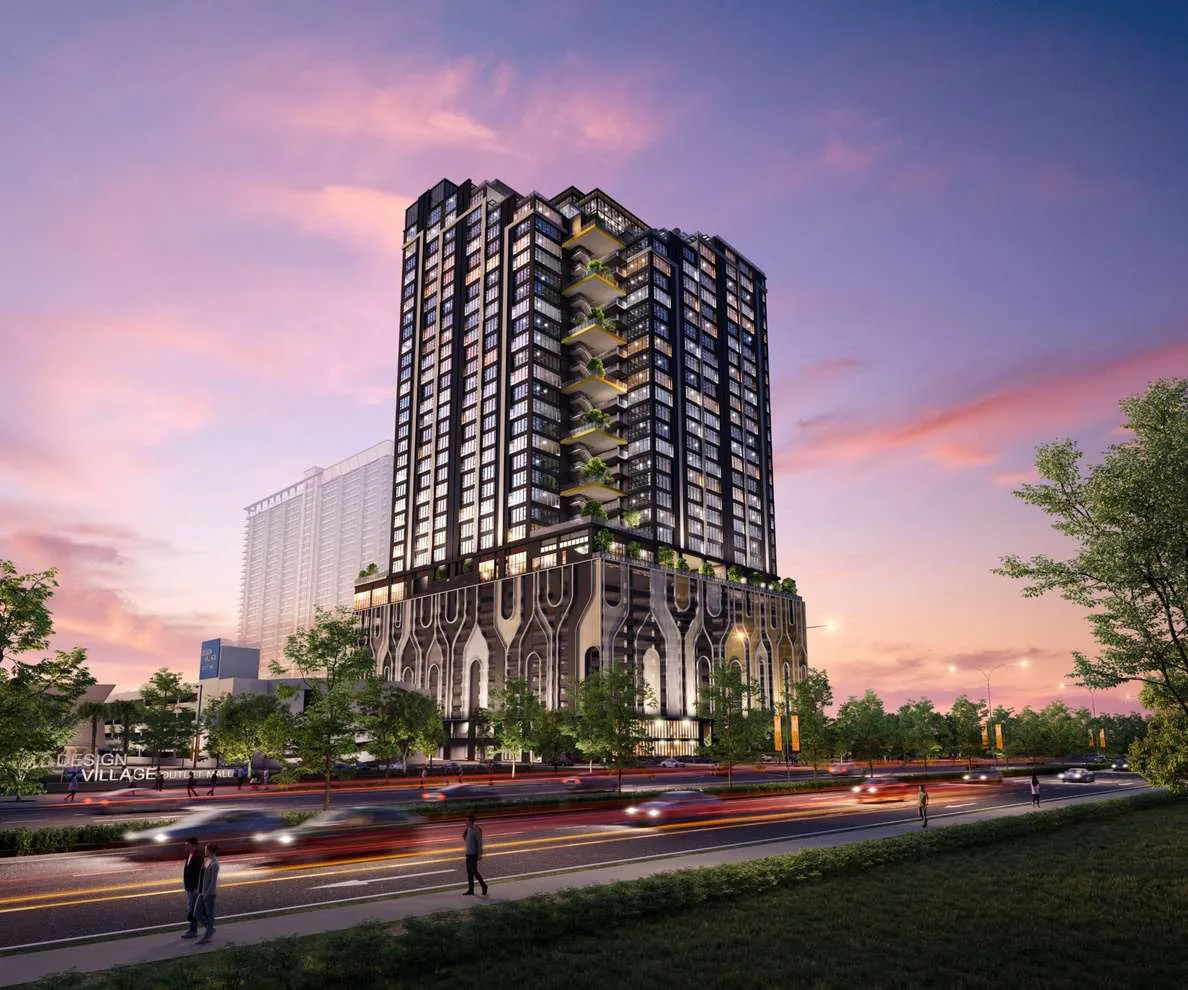 Capstone Corporate Suites 黄昏外观效果图，面向 Jalan Tun Abdullah Ahmad Badawi，槟城峇都加湾