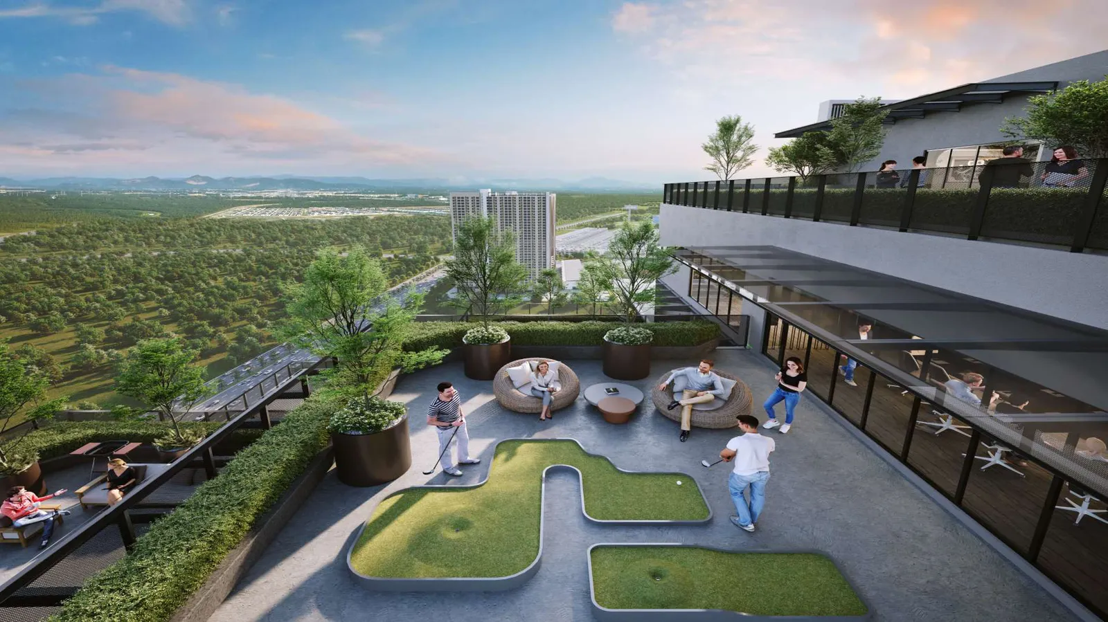 Capstone Corporate Suites 阶梯式公共露台花园效果图，峇都加湾