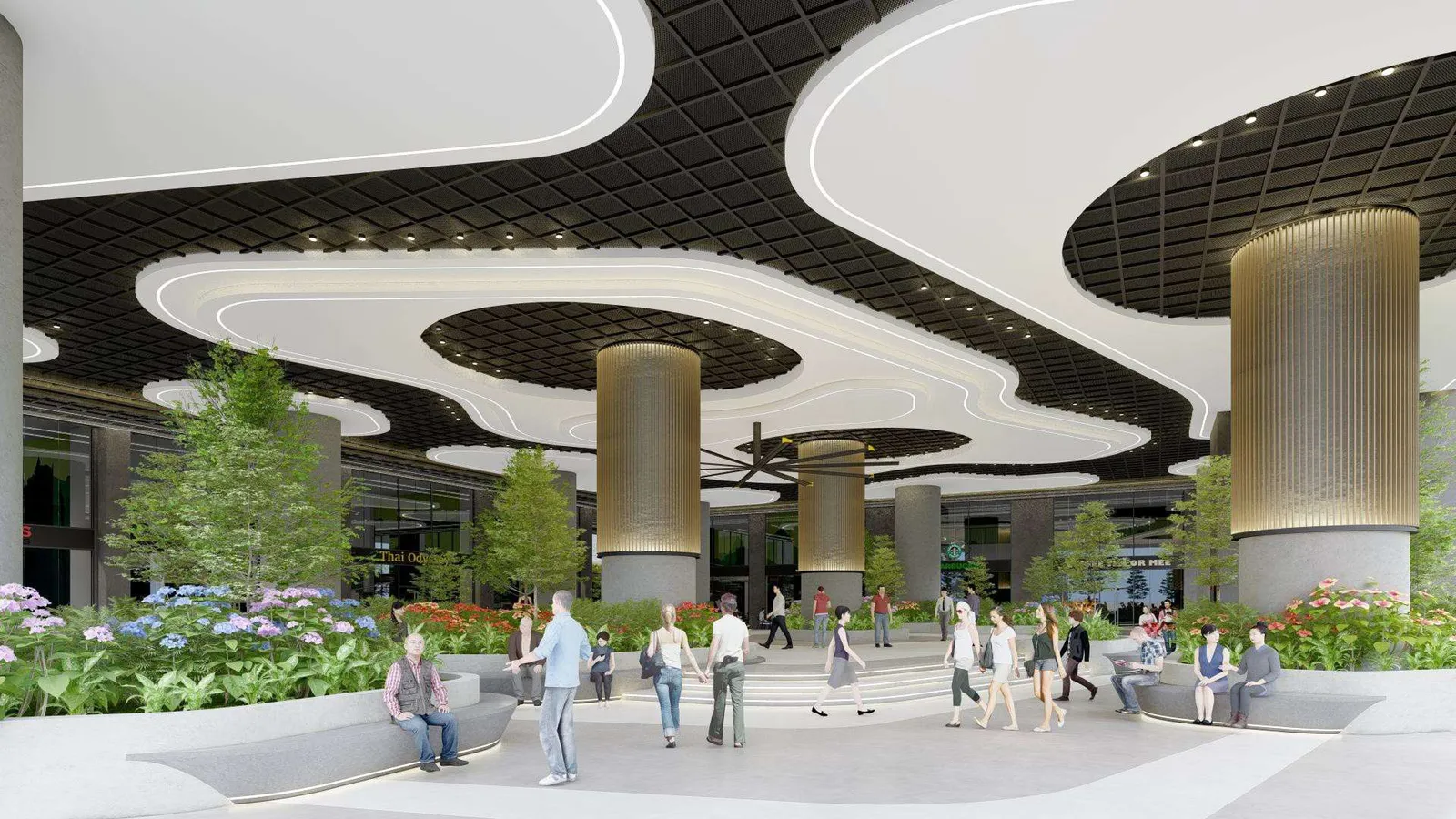 Capstone Corporate Suites 地面层 Grand Plaza 零售区效果图