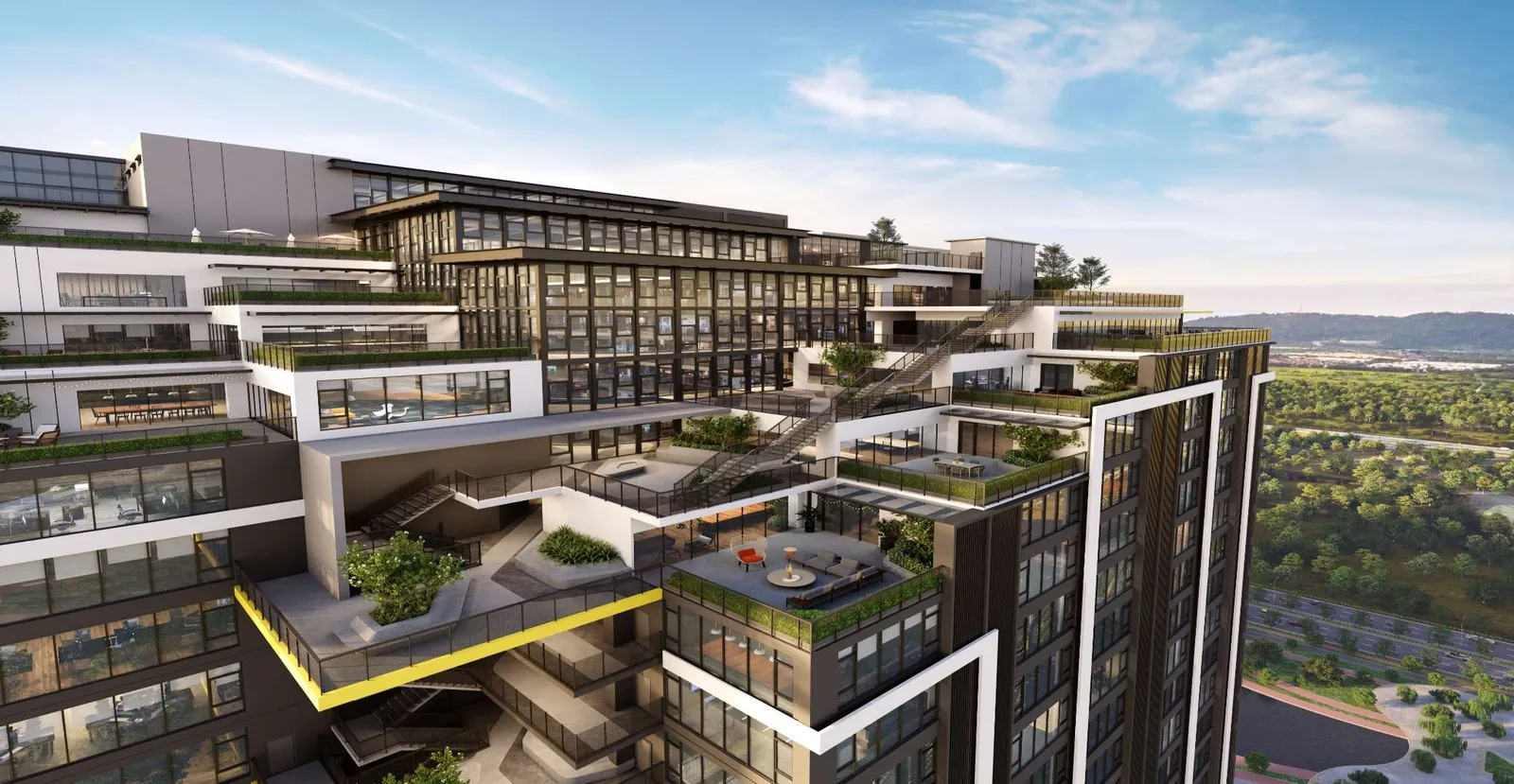 Capstone Corporate Suites 30–35 楼附私人露台办公单位效果图