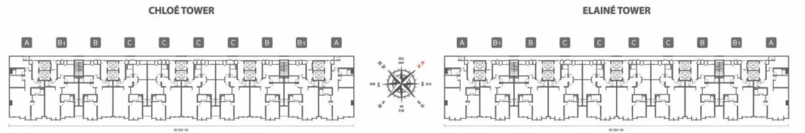 City of Dreams Chloé and Elaine towers typical floor key plan, ten units per floor, Penang