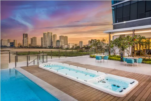 City of Dreams jacuzzi deck facing the Gurney Drive skyline, Penang