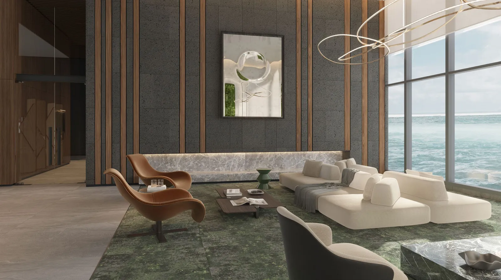Crown Penang Level 38 lounge and co-working space overlooking the sea, Penang — artist's impression