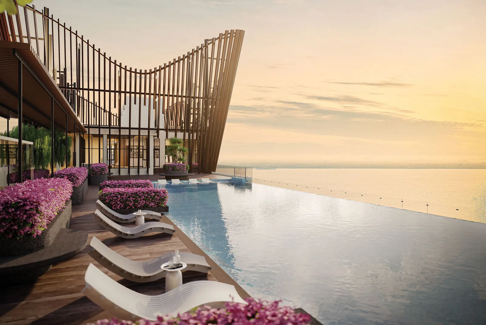 Crown Penang Level 40 sky pool facing the sea off Seri Tanjung Pinang, Penang — artist's impression