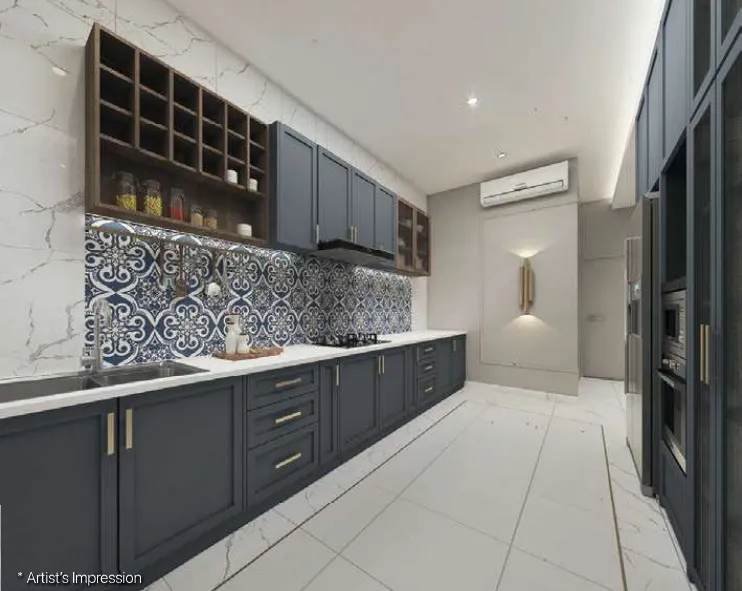 D'Aleena single-storey terrace kitchen interior design concept — artist's impression
