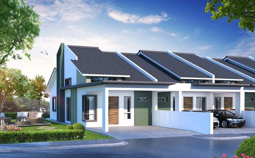 D'Aleena Type B single-storey terrace facade, Tasek Gelugor, Penang