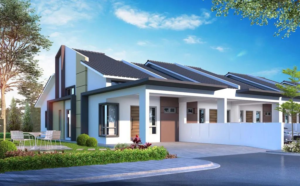 D'Aleena Type C single-storey terrace facade, Tasek Gelugor, Penang