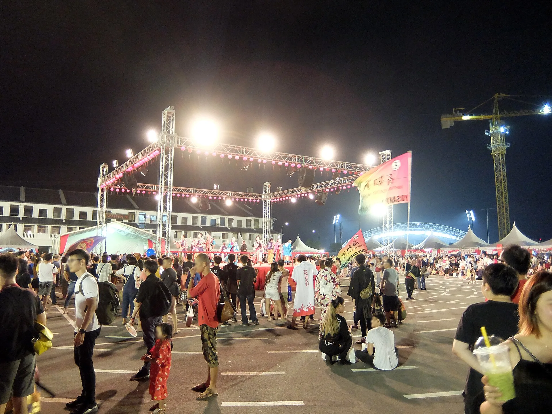 Crowds at the Bon Odori Johor festival held at the Eco Botanic Commercial Centre