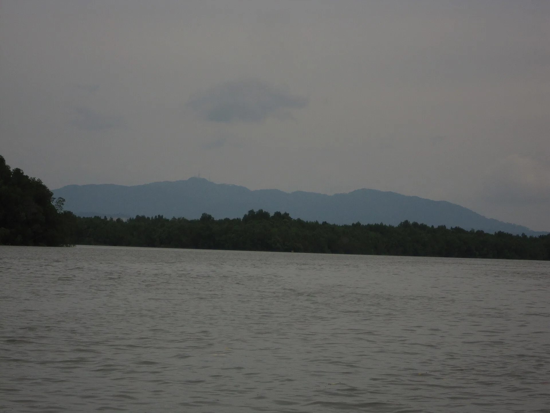 Mount Pulai seen from the Pulai river