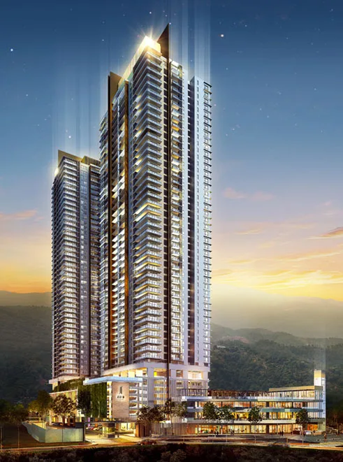沙巴亚庇 Jalan Lintas Jesselton Twin Towers 整体项目效果图