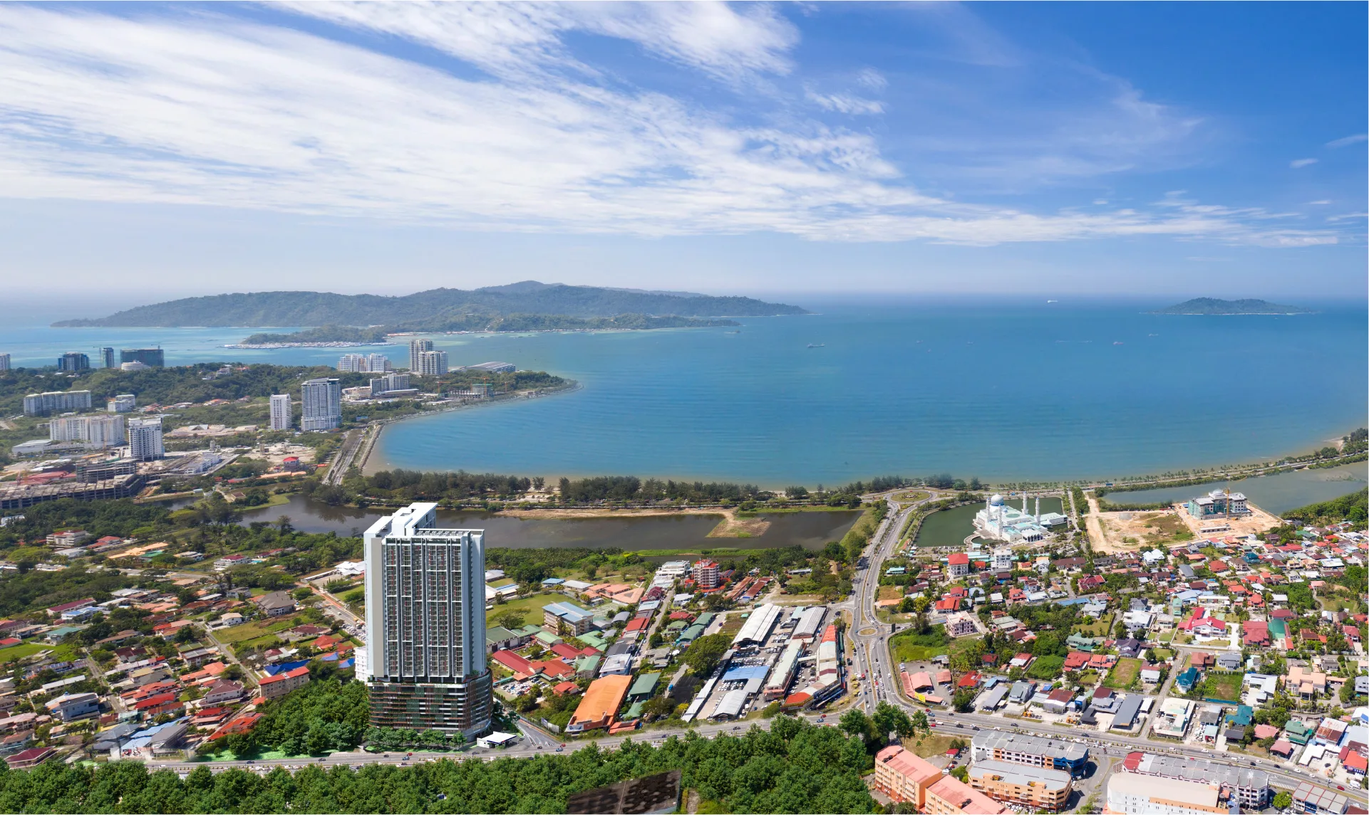 沙巴亚庇 里卡士 Jalan Teluk Likas LikasVue 项目鸟瞰效果图