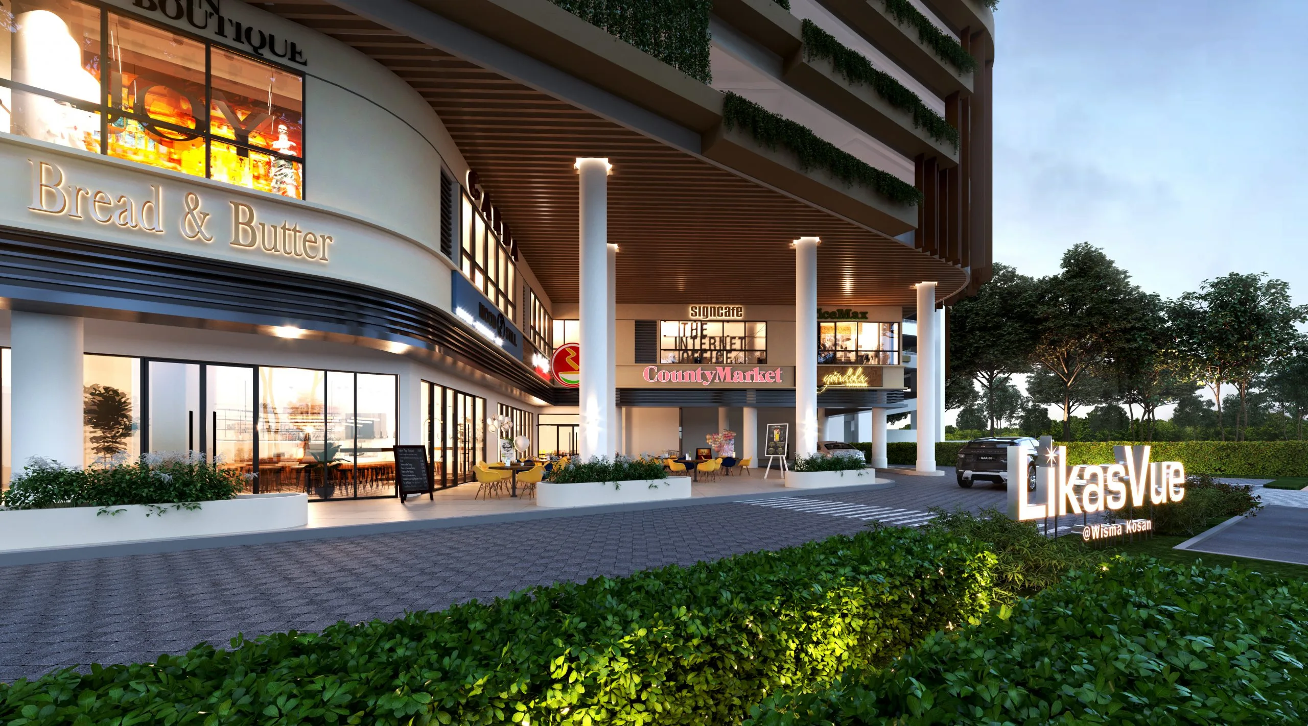 沙巴亚庇 里卡士 Jalan Teluk Likas LikasVue 底层商铺效果图