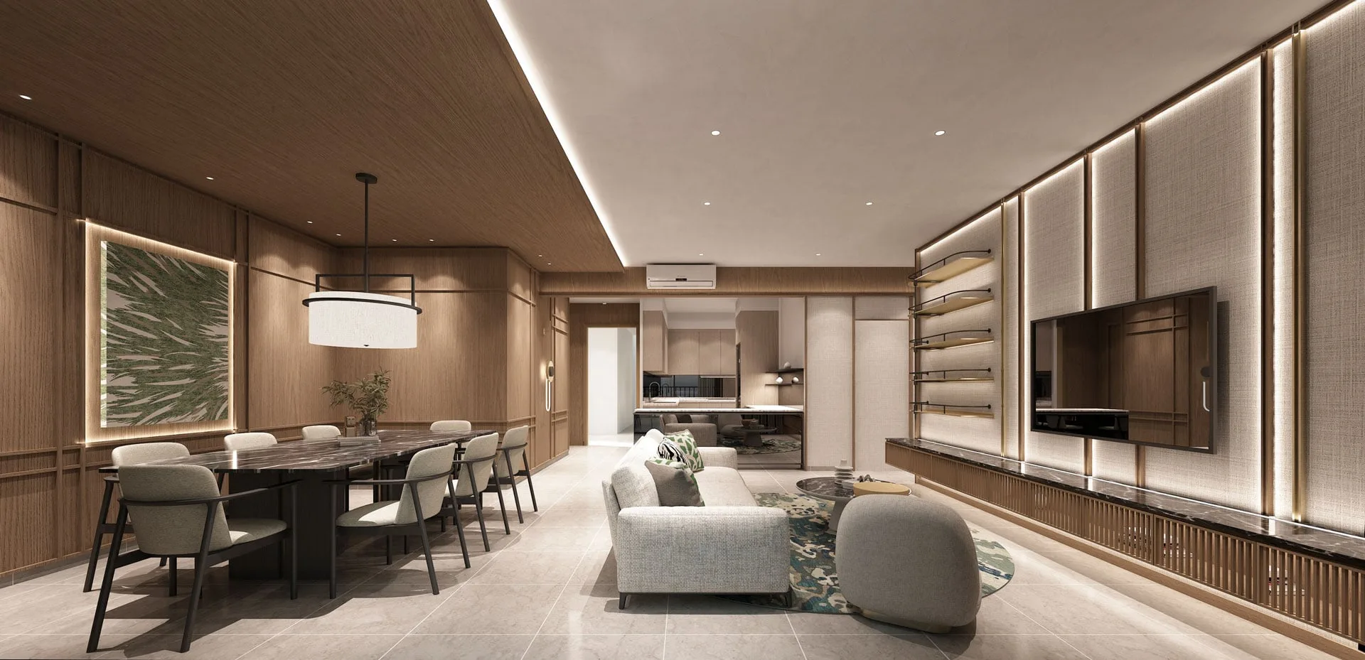 Open-plan living and dining interior at Ayanna Resort Residence by Chin Hin Group Property, Bukit Jalil, Kuala Lumpur