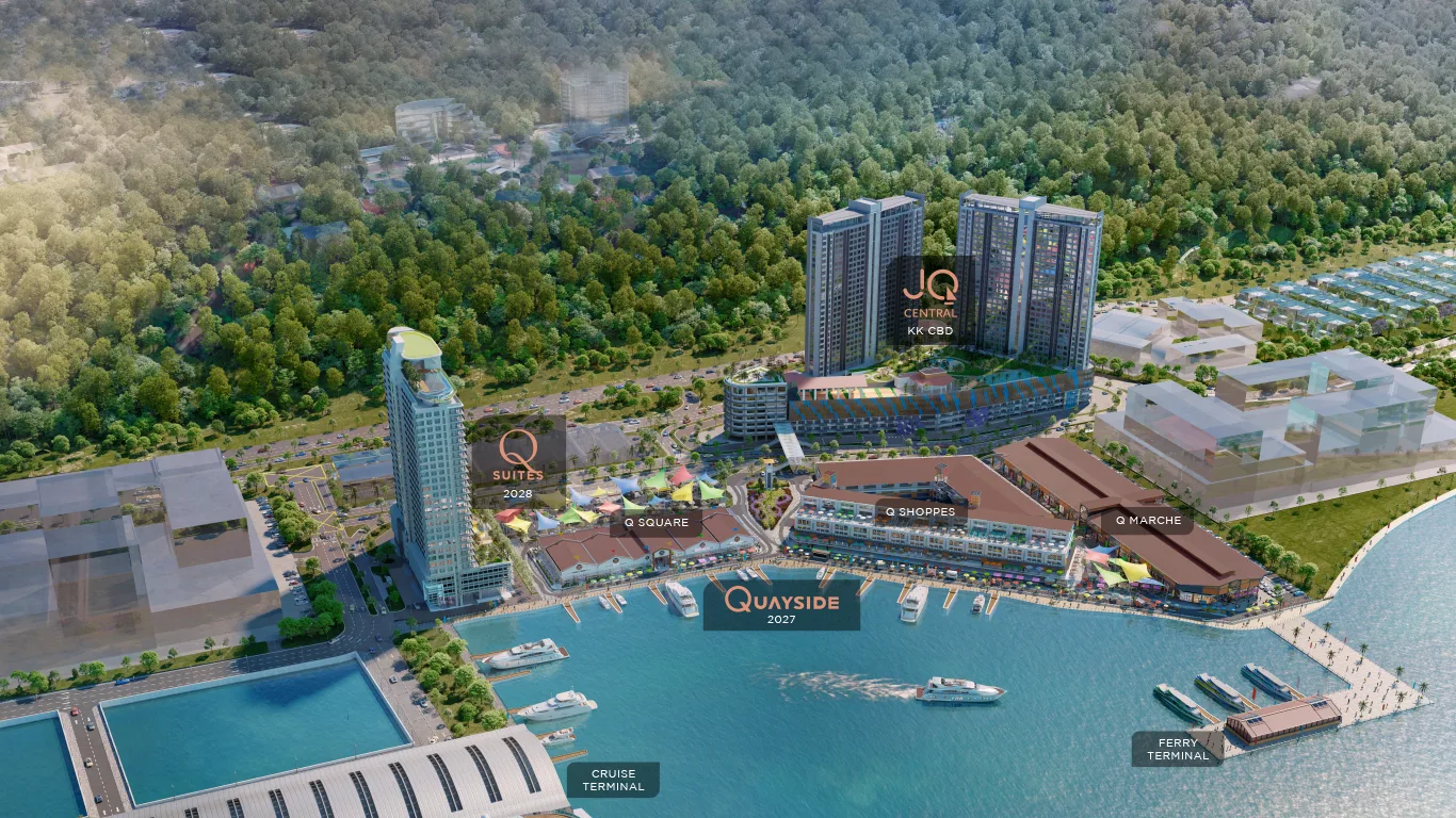 The Jesselton Quay masterplan, from the developer website at Q Suites @ Jesselton Quay, Jalan Tun Fuad Stephens, Kota Kinabalu, Sabah