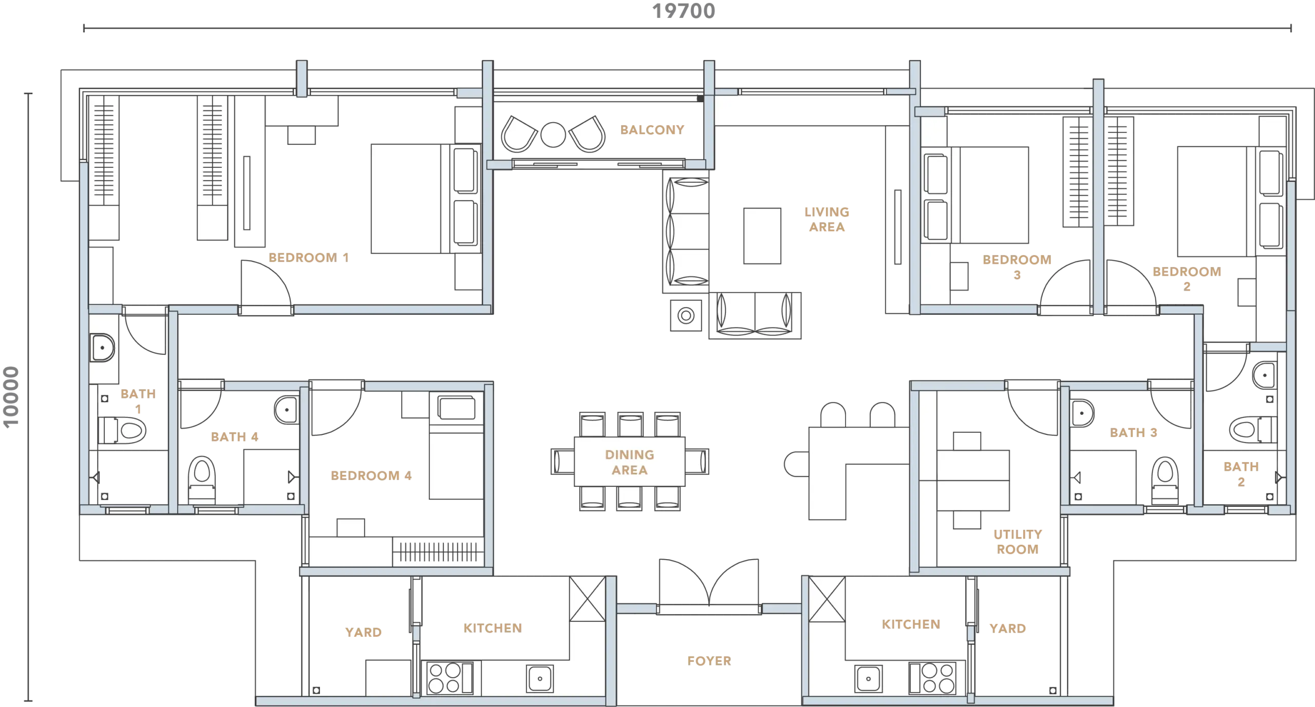 Type D penthouse floor plan at Rise Residences, Kepayan, Penampang, Sabah