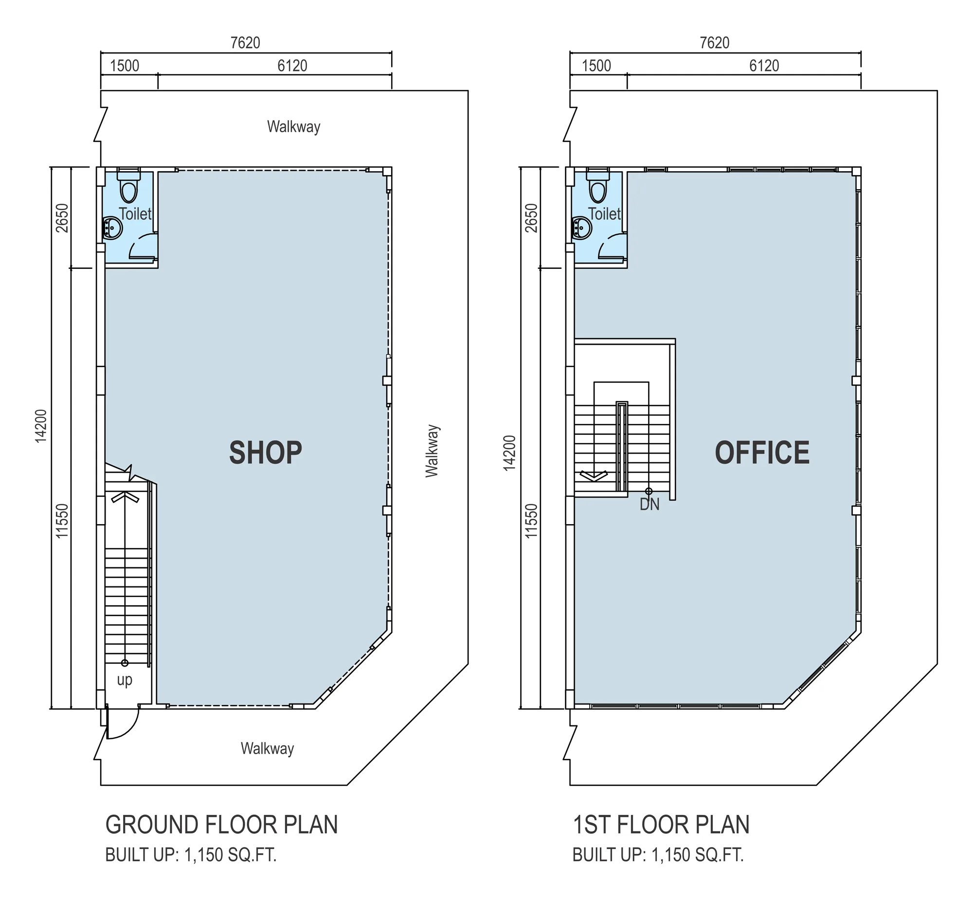 Bandar Putra corner shop office floor plan 25 x 46 ft at Taman Flamingo, Menggatal, Kota Kinabalu, Sabah