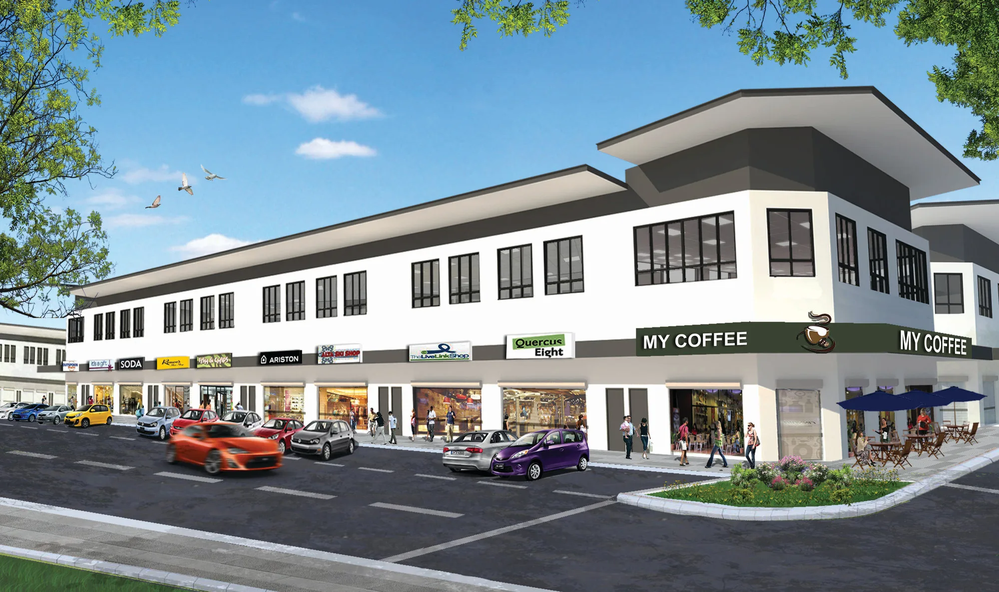 Bandar Putra two-storey shop offices (developer’s image) at Taman Flamingo, Menggatal, Kota Kinabalu, Sabah