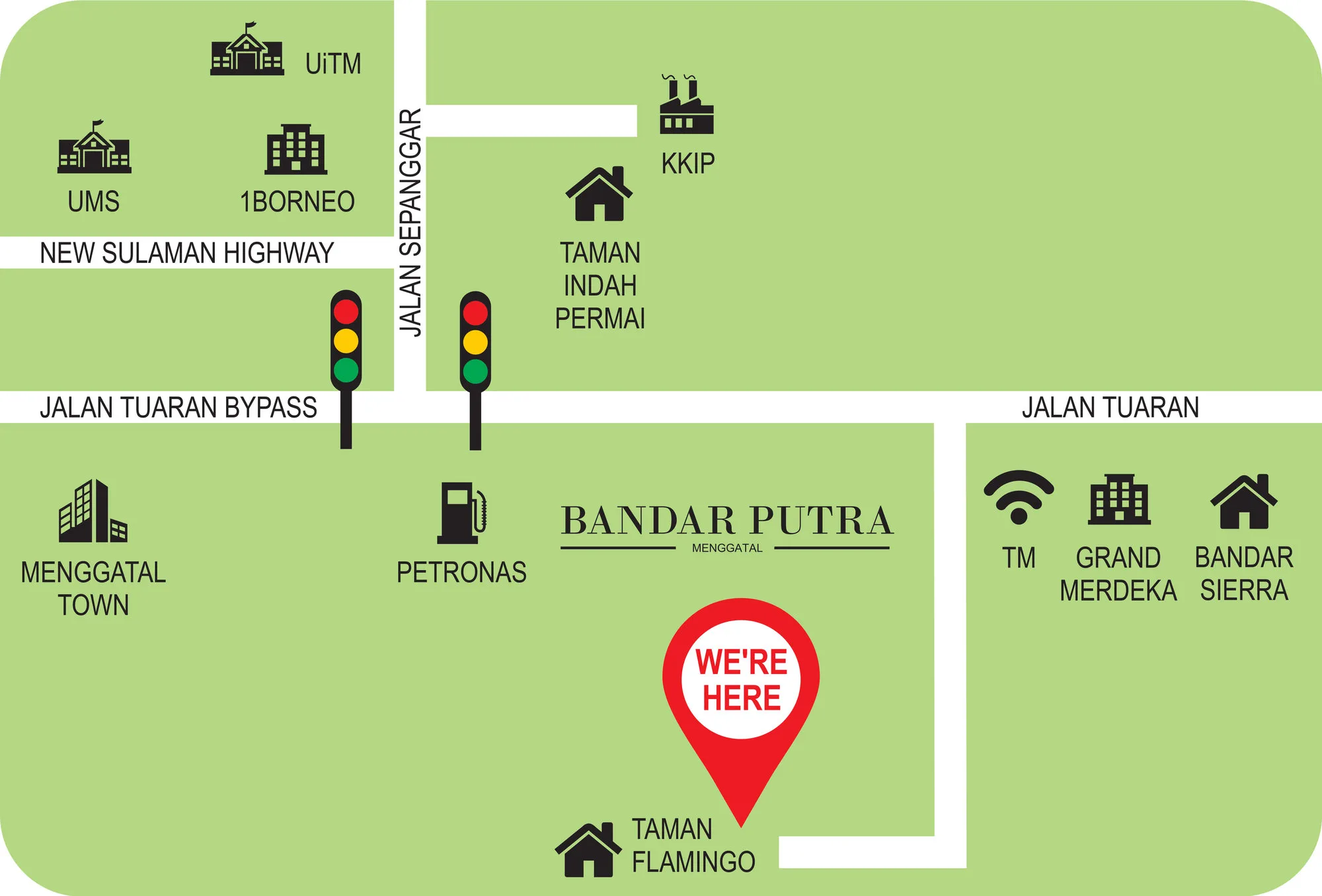 Developer location map of Taman Flamingo at Taman Flamingo, Menggatal, Kota Kinabalu, Sabah