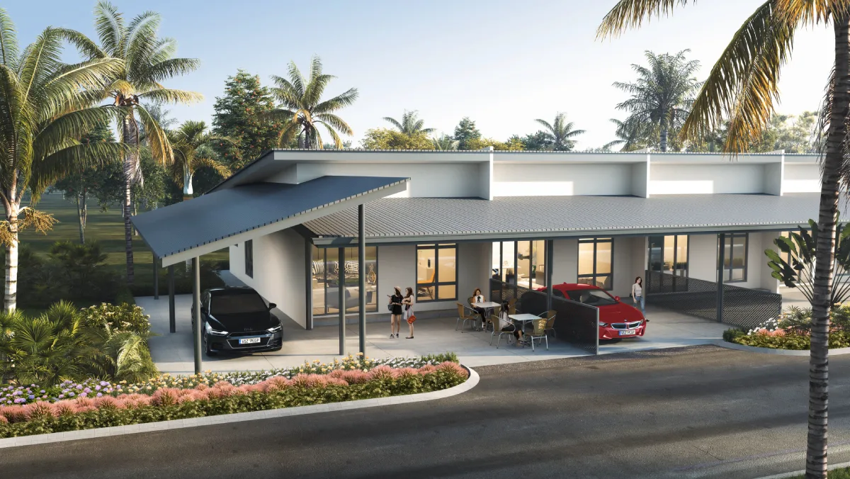 Artist’s impression of the single-storey terraces with their car porches (developer image) at Taman Jelita, Jalan Bambangan, Papar, Sabah