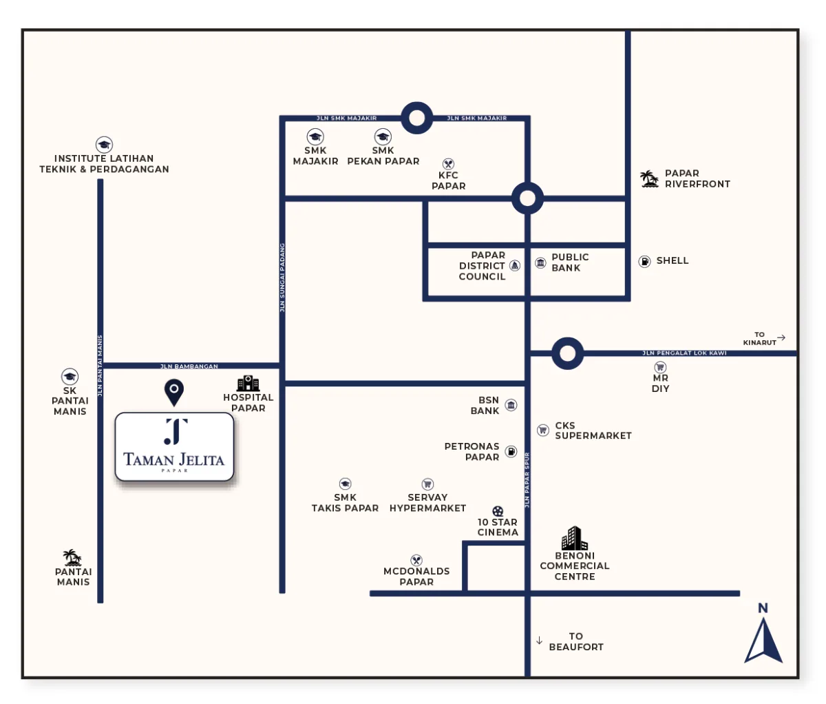 Location map, from the developer at Taman Jelita, Jalan Bambangan, Papar, Sabah