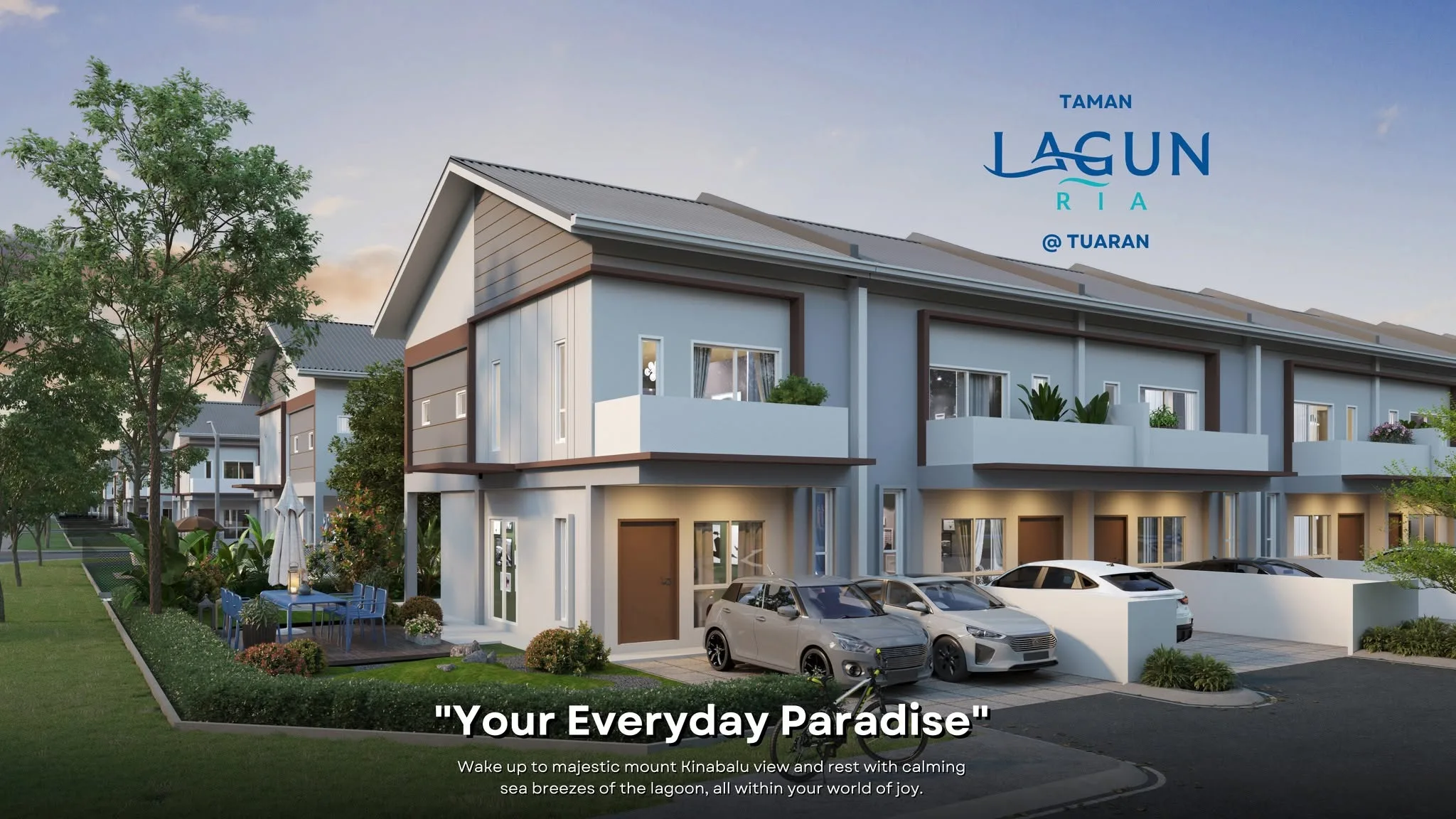 Artist’s impression of the double-storey terrace row, from the developer at Taman Lagun Ria, Tuaran, Sabah