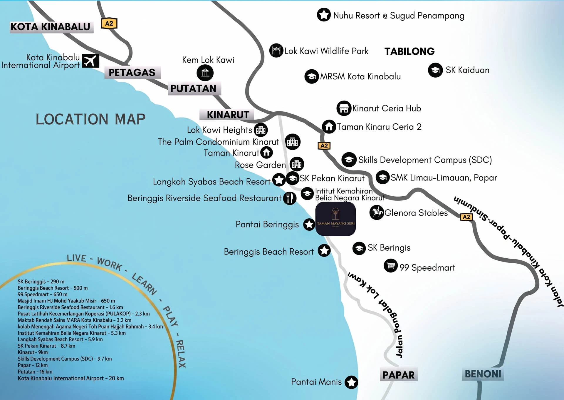 Developer location map at Taman Mayang Seri, Beringgis, Papar, Sabah