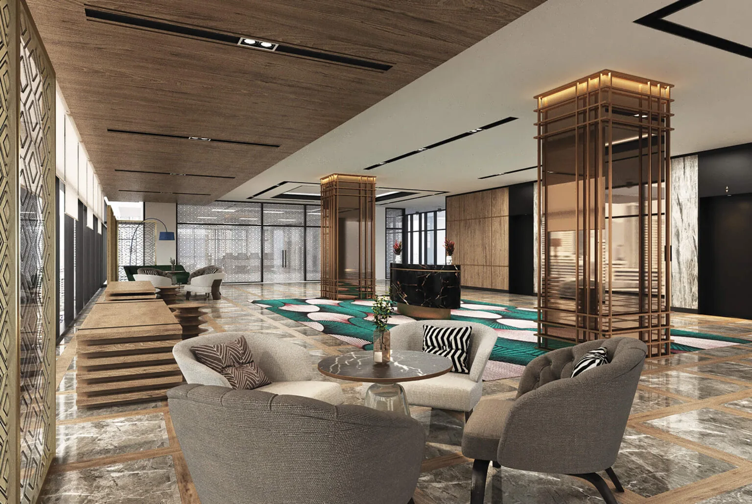 Artist’s impression of the Shorea and Astoria lobby reception at The Logg Shorea Tower, Luyang, Kota Kinabalu, Sabah