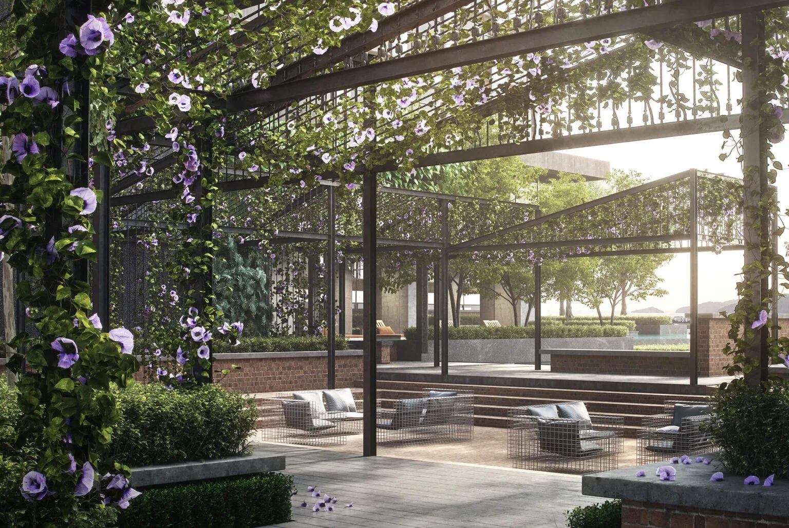 Artist’s impression of the residents’ outdoor lounge area at The Logg Shorea Tower, Luyang, Kota Kinabalu, Sabah