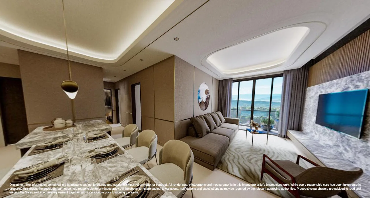 Artist’s impression of a Type B dining and living area at The Logg Shorea Tower, Luyang, Kota Kinabalu, Sabah