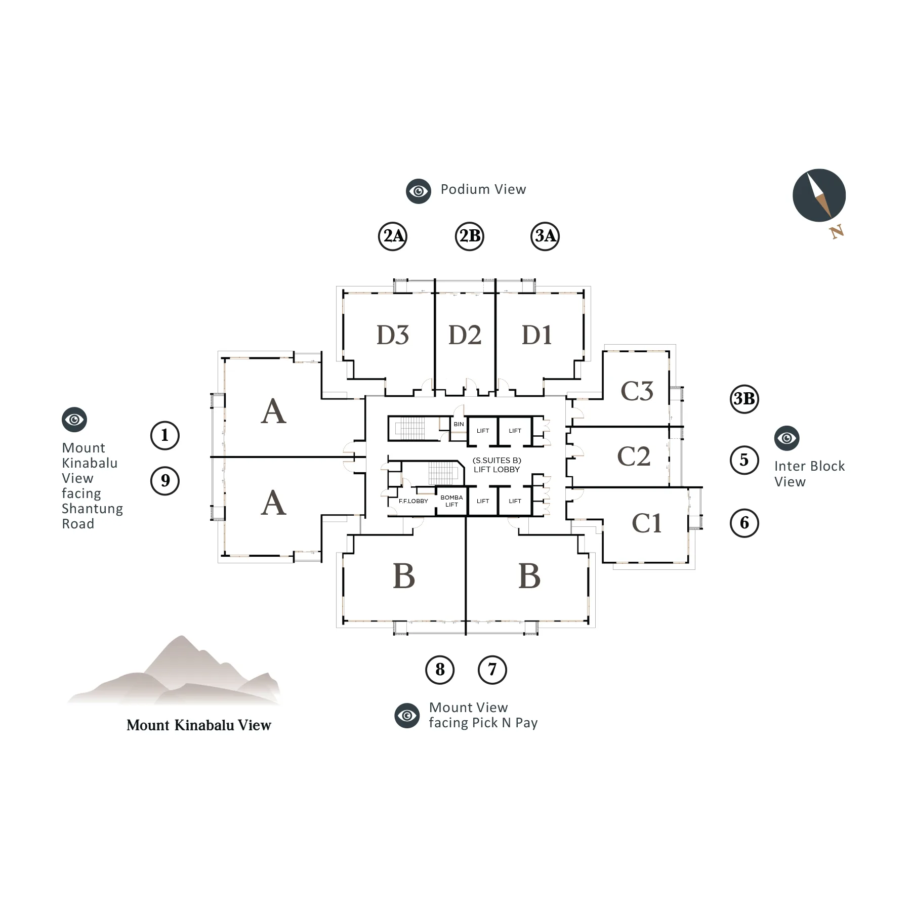 Shorea floor key plan, from the developer’s website at The Logg Shorea Tower, Luyang, Kota Kinabalu, Sabah