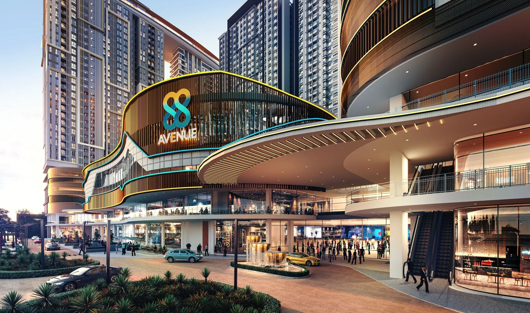 Artist’s impression of the mall entrance and drop-off at 88 Avenue, from the developer’s brochure at 88 Avenue, Kepayan, Kota Kinabalu, Sabah