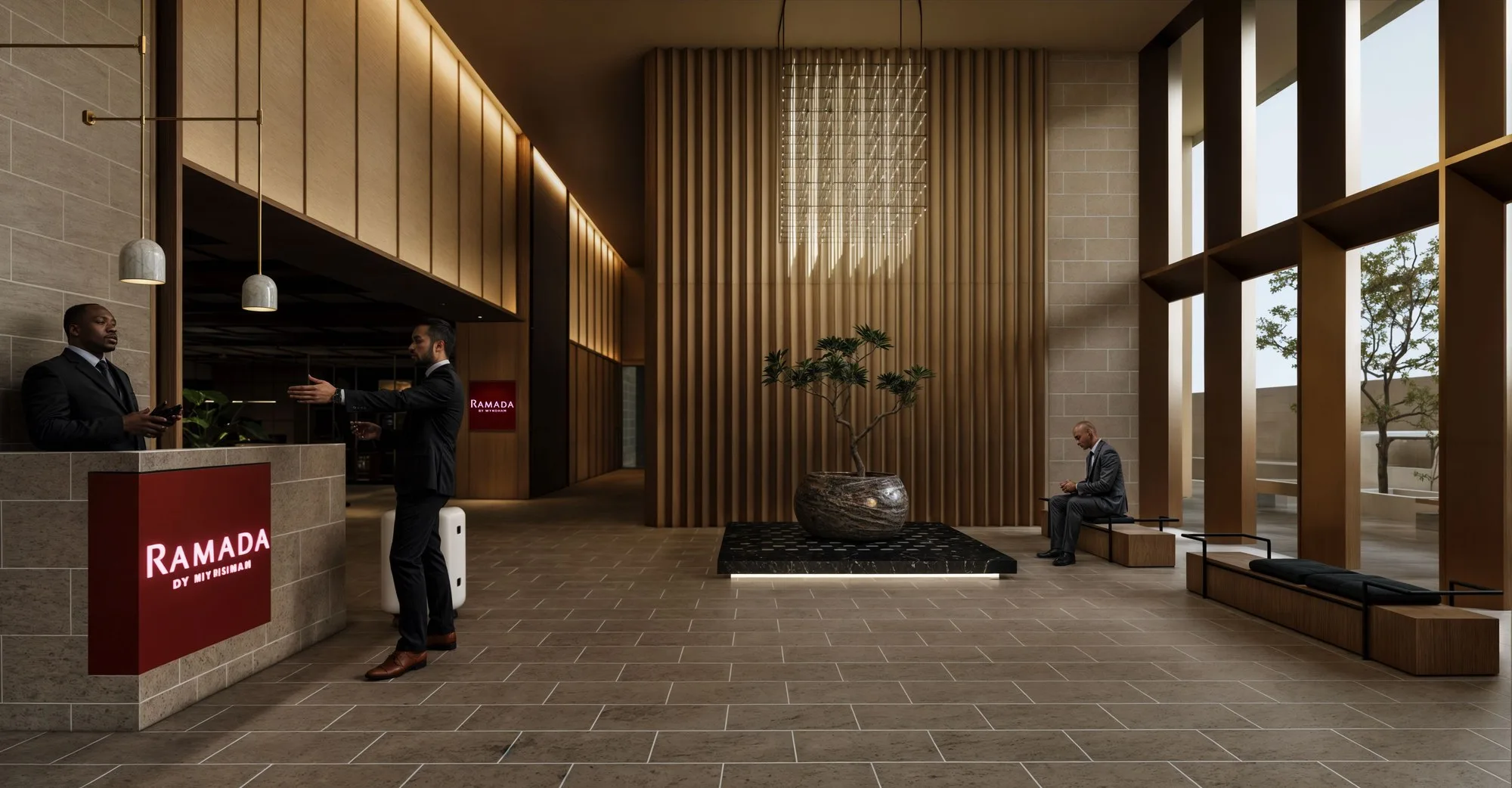 Artist’s impression of the Ramada by Wyndham grand lobby and reception, from the hotel brochure at 88 Avenue, Kepayan, Kota Kinabalu, Sabah