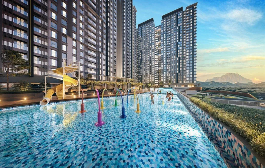 Artist’s impression of the swimming pool on the residential facilities deck, from the developer’s brochure at 88 Avenue, Kepayan, Kota Kinabalu, Sabah