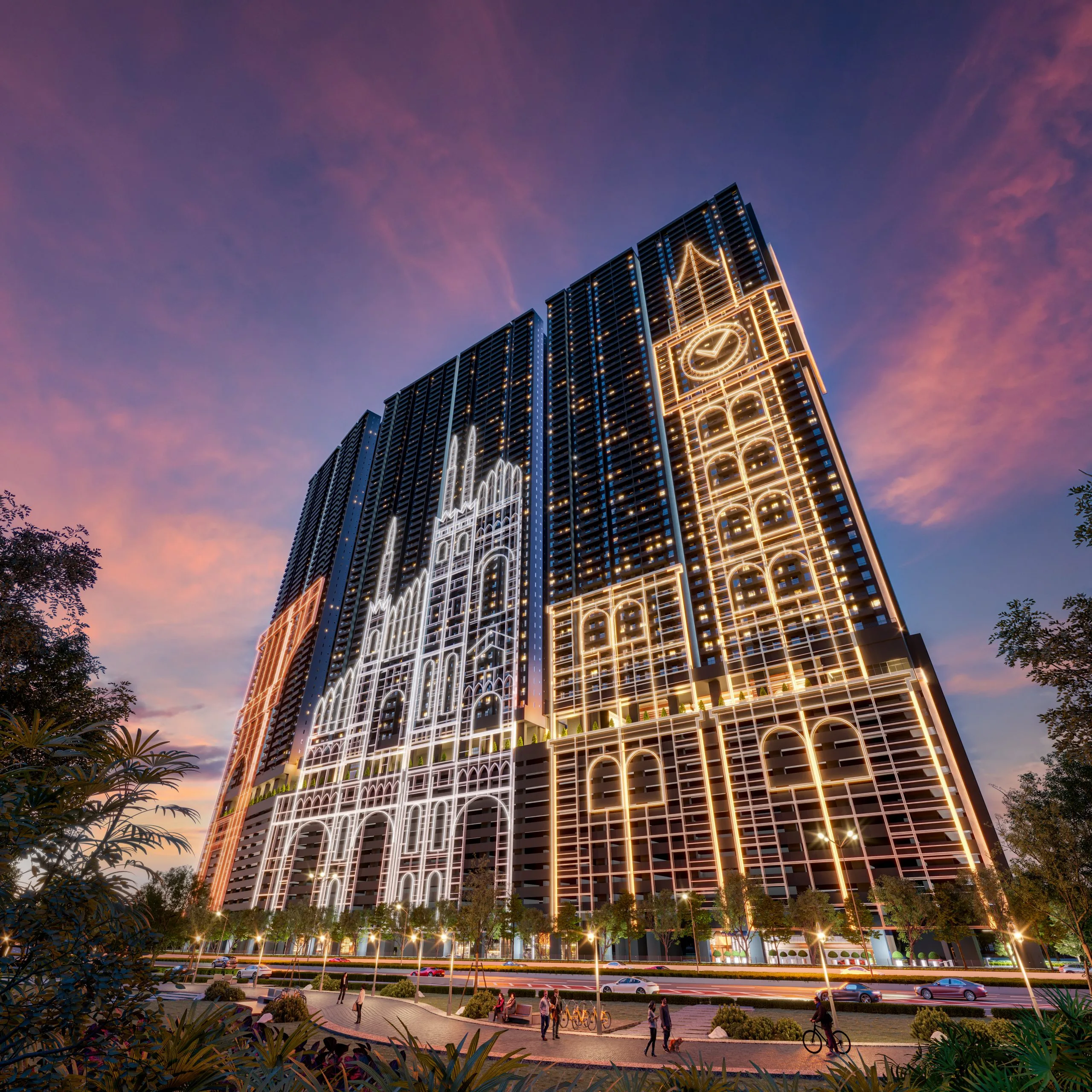 Tower facade at evening at Arte Star @ Sungai Besi by Suriamega Development Sdn Bhd, Salak South, Jalan Sungai Besi, Kuala Lumpur, Federal Territory