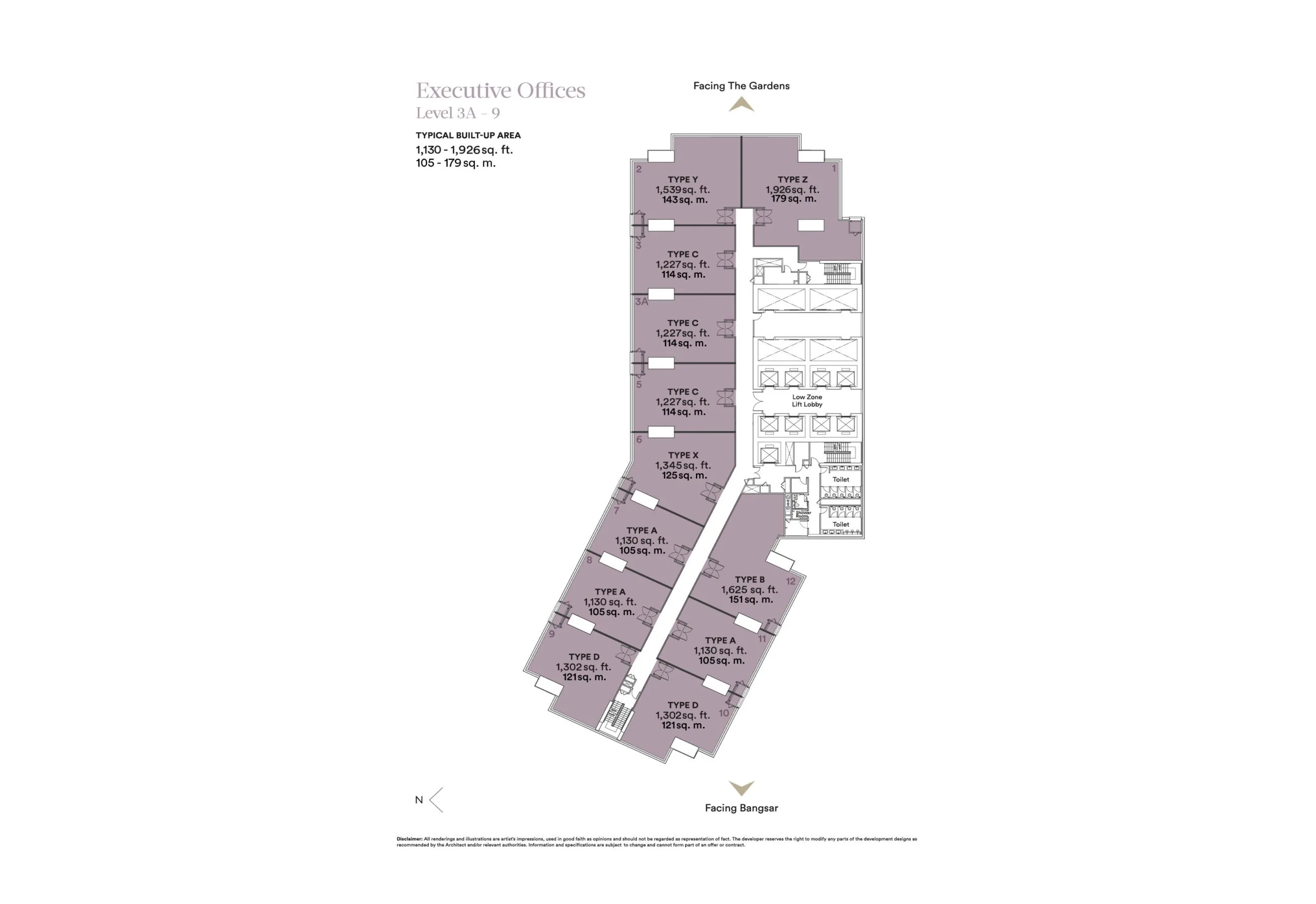 Executive Offices floor plan at Aspire Tower (Mercu Aspire) by KL Eco City Sdn Bhd, KL Eco City, Pantai Baru, Daerah Kuala Lumpur, Kuala Lumpur, WP Kuala Lumpur