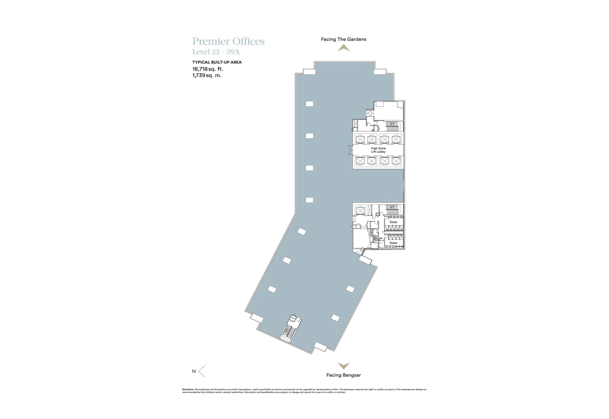 Premier Offices full-floor plan at Aspire Tower (Mercu Aspire) by KL Eco City Sdn Bhd, KL Eco City, Pantai Baru, Daerah Kuala Lumpur, Kuala Lumpur, WP Kuala Lumpur