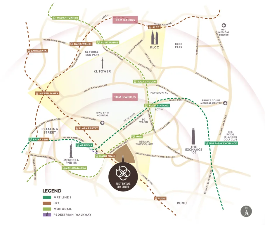 Developer location-map graphic for Bukit Bintang City Centre by BBCC Development Sdn Bhd, Jalan Hang Tuah, Bukit Bintang, Kuala Lumpur, Federal Territory