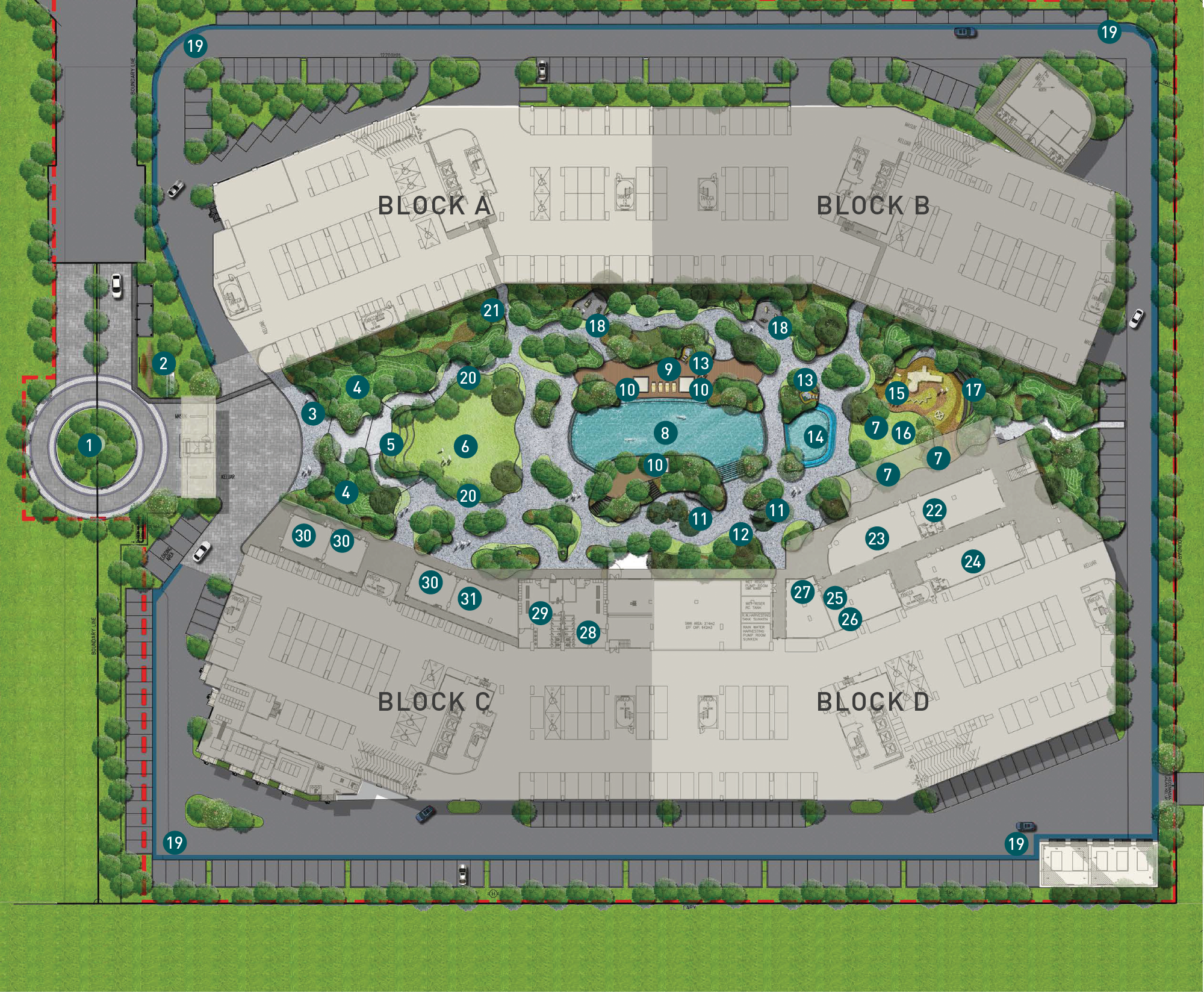 Ground floor facilities plan at Bayu Timur by Pakar Angsana Sdn Bhd, Berjaya Park, Seksyen 32, Shah Alam, Daerah Klang, Selangor