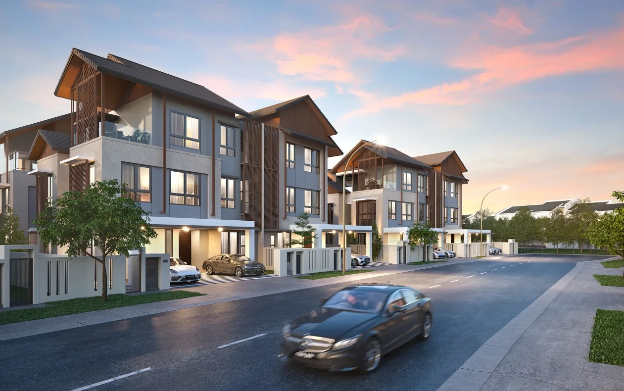 Streetscape render, subject inferred from the developer filename at Casa D'Arcadia by I&P Alam Impian Sdn Bhd, Setia Alam Impian, Daerah Klang, Shah Alam, Selangor
