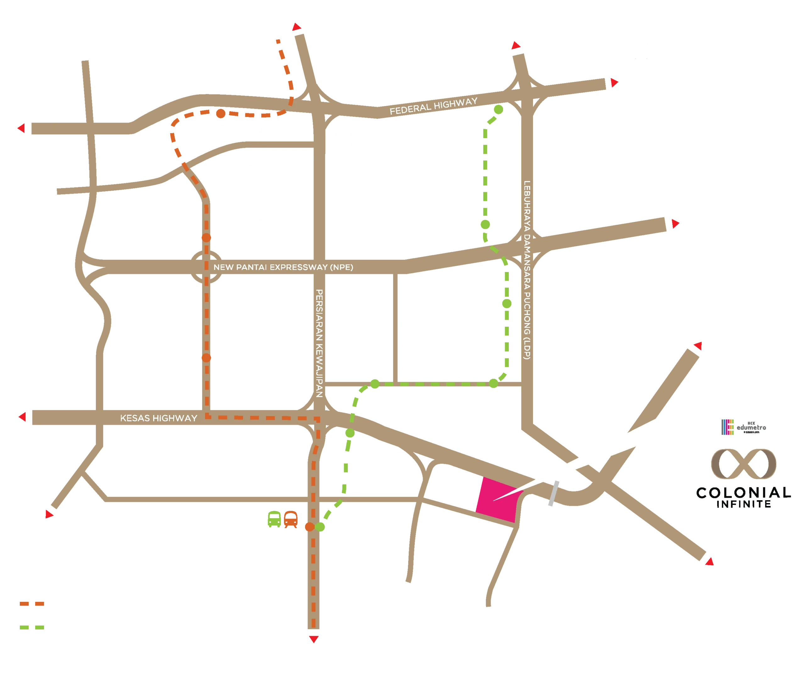 Colonial Infinite @ edumetro, Subang Jaya — the developer's own location map; no distances are published
