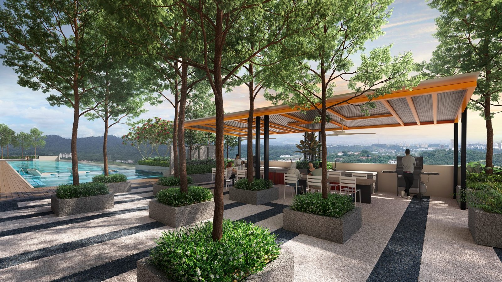 Level 7 BBQ area artist’s impression at D’Nuri Residences @ Kwasa Damansara (Residensi Seri Nuri) by EXSIM MX4 Sdn Bhd, Kwasa Damansara, Petaling, Shah Alam, Selangor