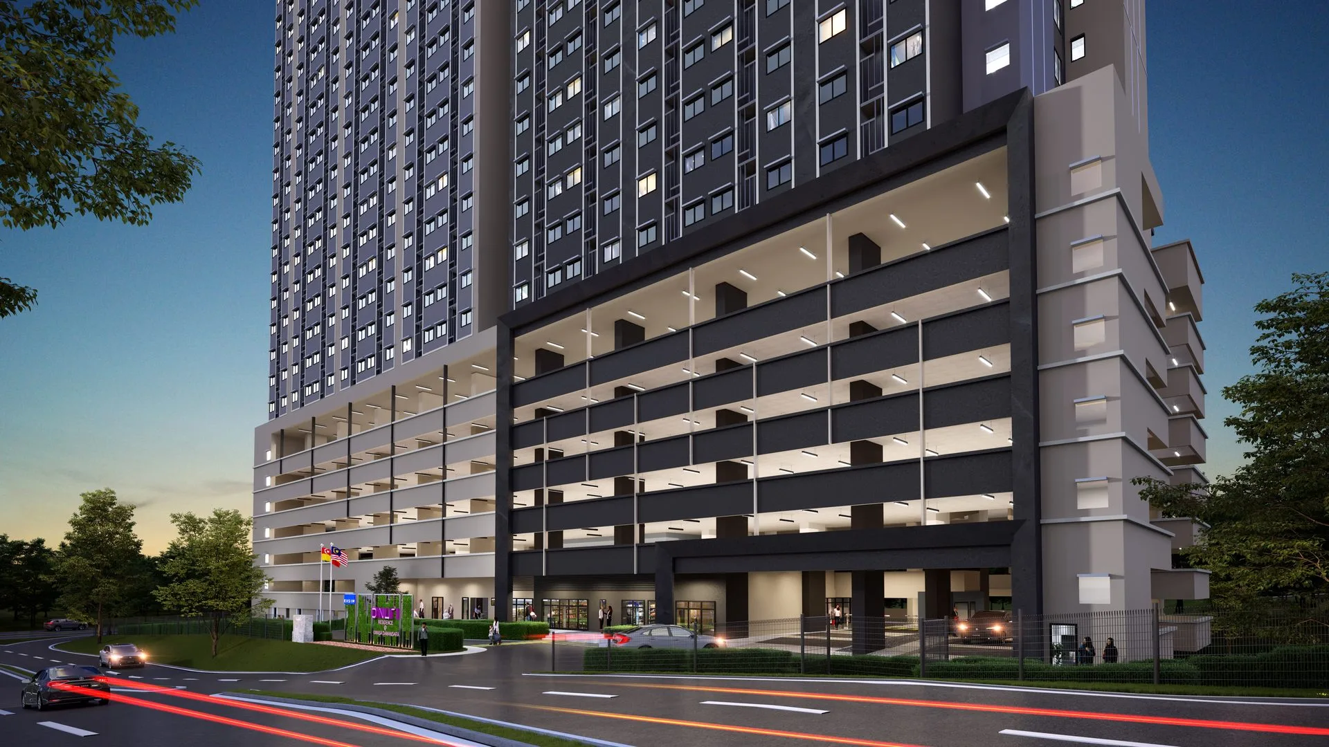 Main entrance (Pintu Masuk Utama) artist’s impression at D’Nuri Residences @ Kwasa Damansara (Residensi Seri Nuri) by EXSIM MX4 Sdn Bhd, Kwasa Damansara, Petaling, Shah Alam, Selangor
