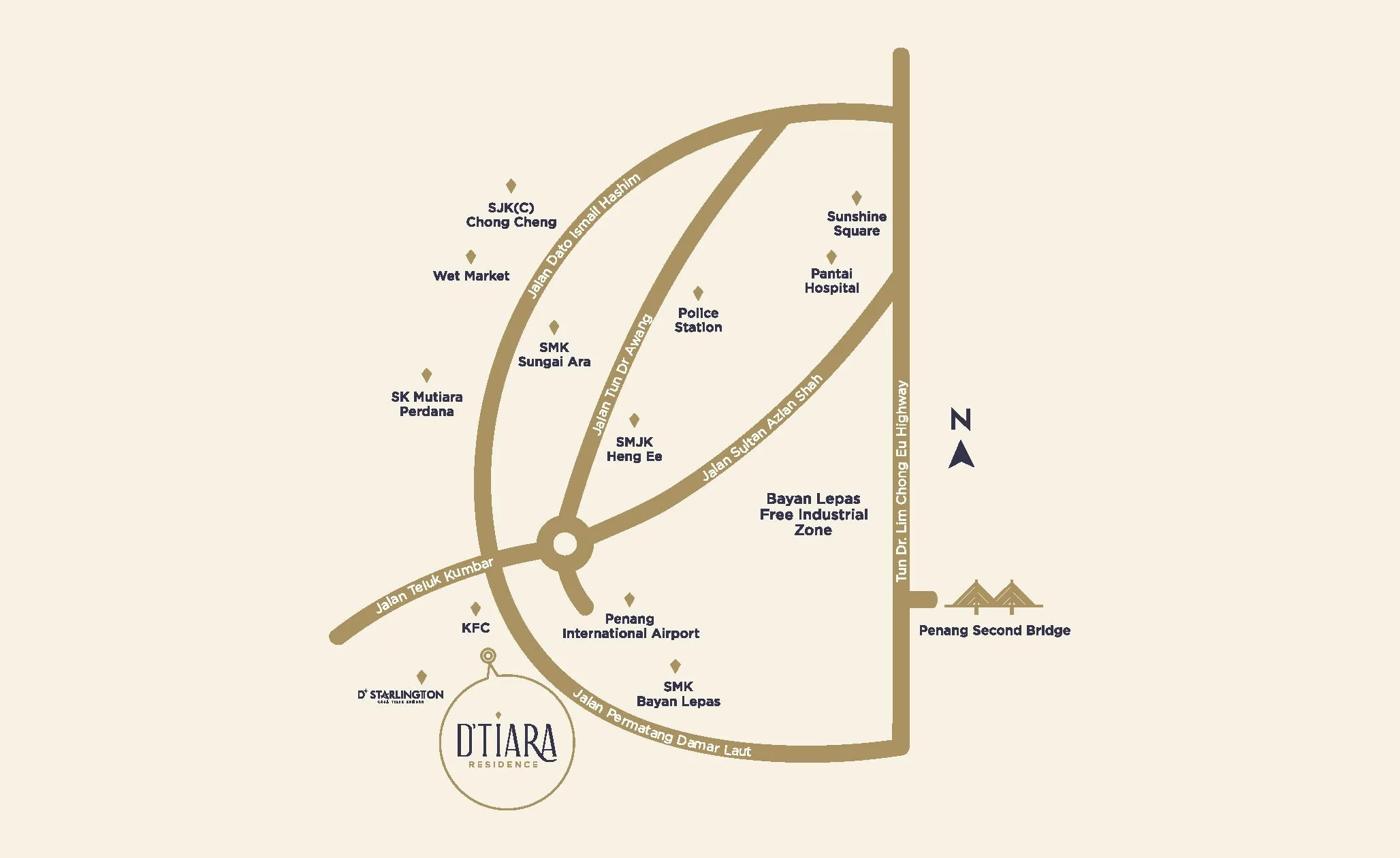 D'Tiara 位置图，槟岛西南县直落公巴——发展商公布