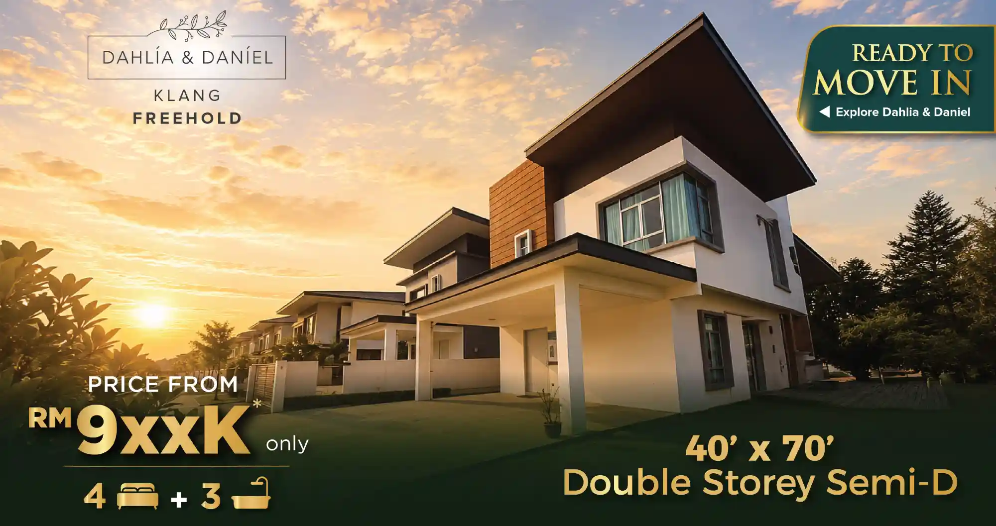 Developer marketing banner for Dahlia & Daniel at Taman Seri Residensi by NEU ESTATES SDN BHD, Taman Seri Residensi, Daerah Klang, North Klang, Selangor