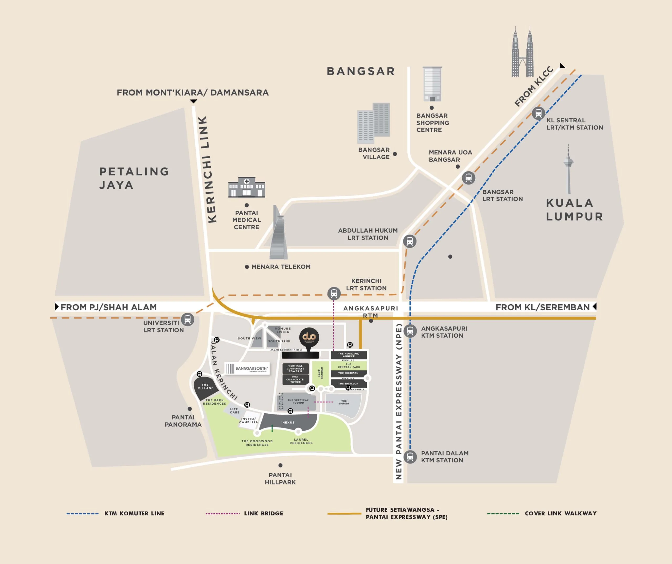 Developer’s location map at Duo Tower @ Bangsar South by UOA Development Bhd, Bangsar South (Kerinchi), Lembah Pantai, Kuala Lumpur, Federal Territory